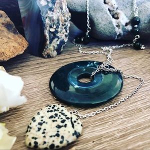 Handmade beaded necklace w/natural gemstone